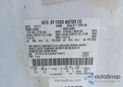 2013 Ford F-150 Xl from USA, damaged, VIN 1FTFX1ET2DKF11671
